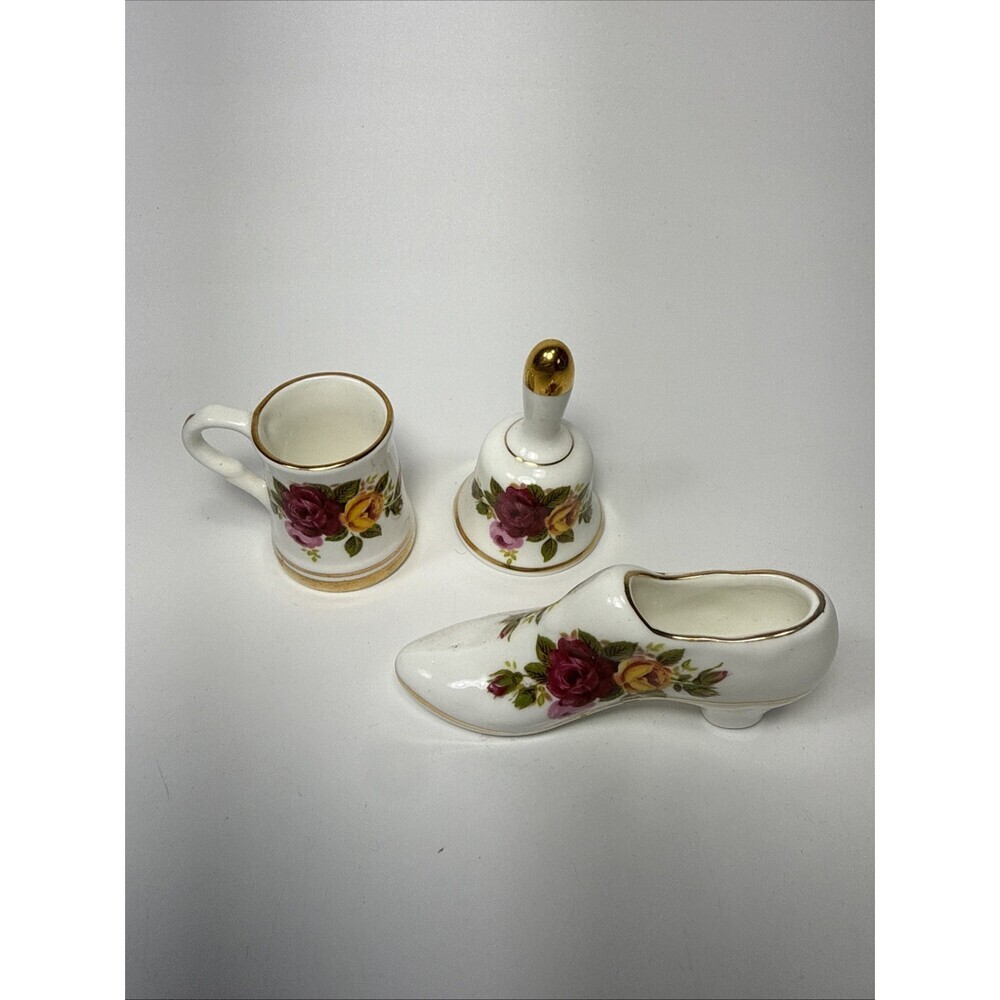 Lot Of Ashleydale English Fine Bone China Miniature Shoe, Bell And Stein #2
